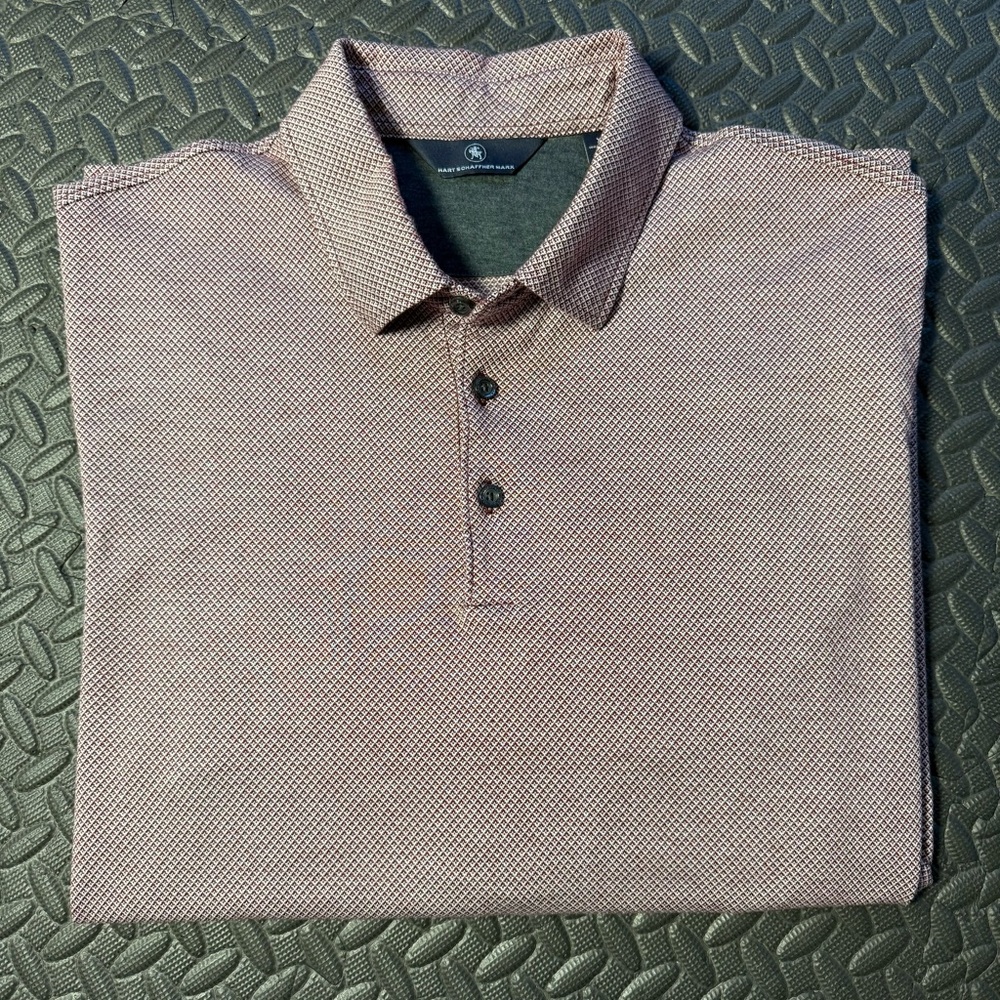 Hart Schaffner Marx Men's Polo Shirt - Plum Geo Print Size XL